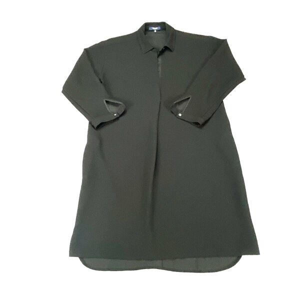 Madewell Shirt Dress Womens Medium Black Collared Button Fron Slit - Picture 1 of 16